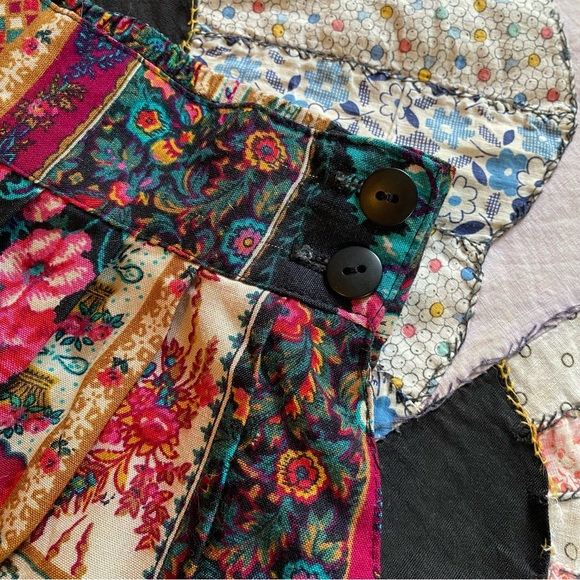 VINTAGE Shorts Bobbie Brooks 80s Floral Folk Art Pattern Stretchy Waist Pockets - Picture 10 of 13